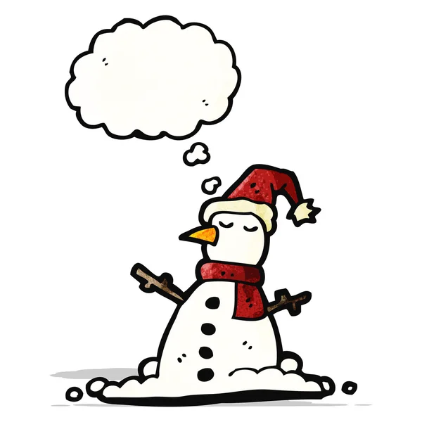 Snowman with thought bubble cartoon — Stock Vector