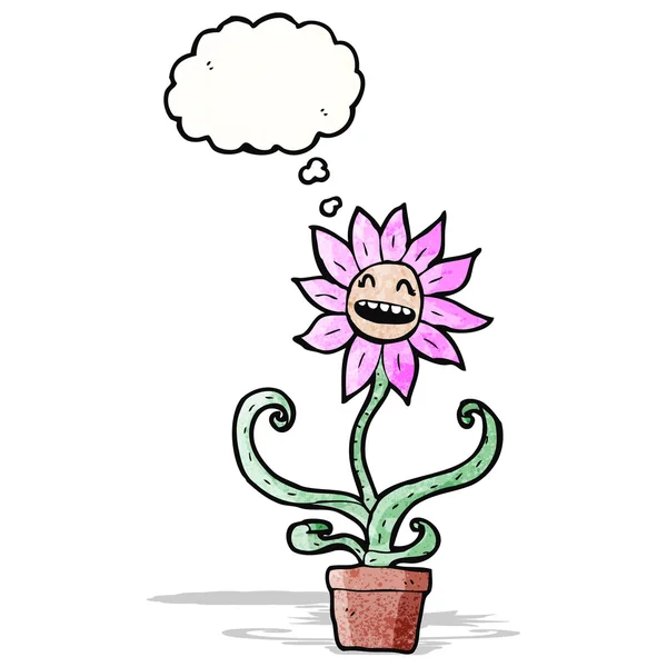 Cartoon flower with thought bubble — Stock Vector