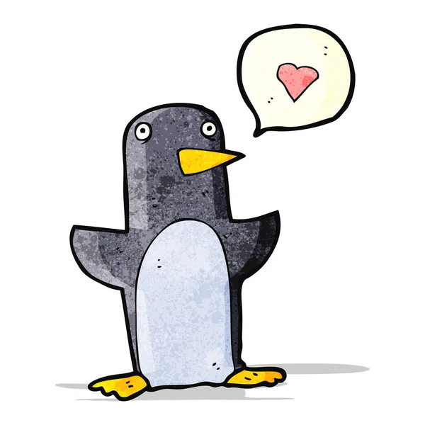Grappige cartoon pinguïn met tekstballon — Stockvector