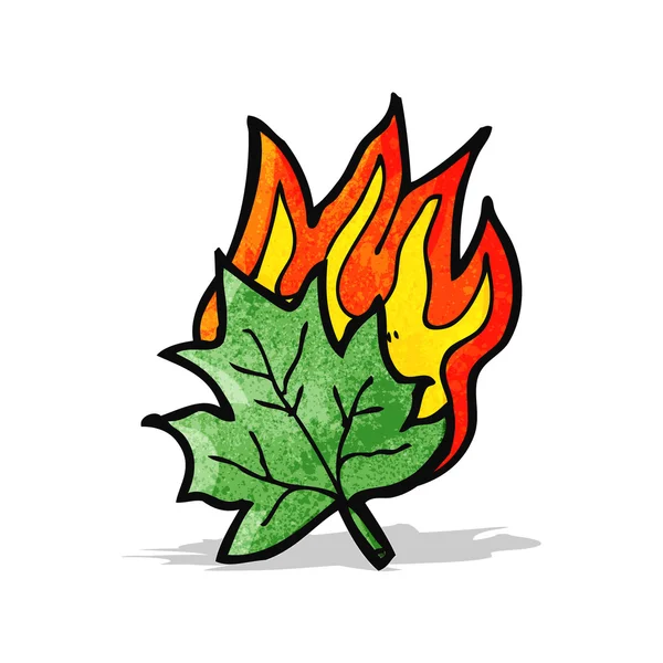 Hoja de dibujos animados quema — Vector de stock