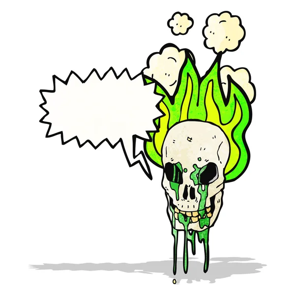 Spooky flaming skull cartoon — Stock Vector