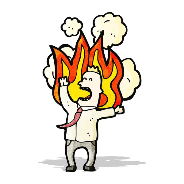Kreslený muž v ohni — Stockový vektor