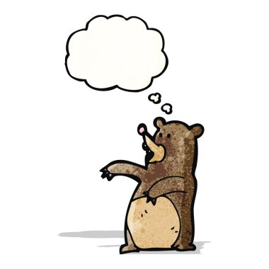 Düşünce baloncuklu çizgi film ayısı