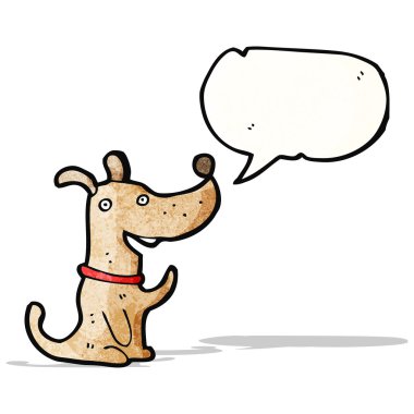 Konuşma balonlu çizgi film köpeği.