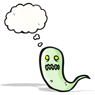 düşünce kabarcık karikatür ile hayalet