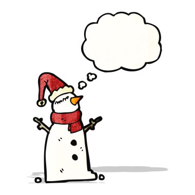 düşünce balonu ile karikatür kardan adam