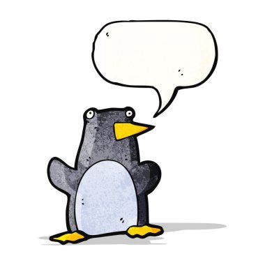 komik karikatür penguen ile konuşma balonu