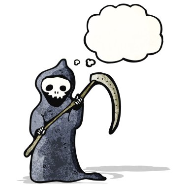 karikatür ölüm tırpan ile