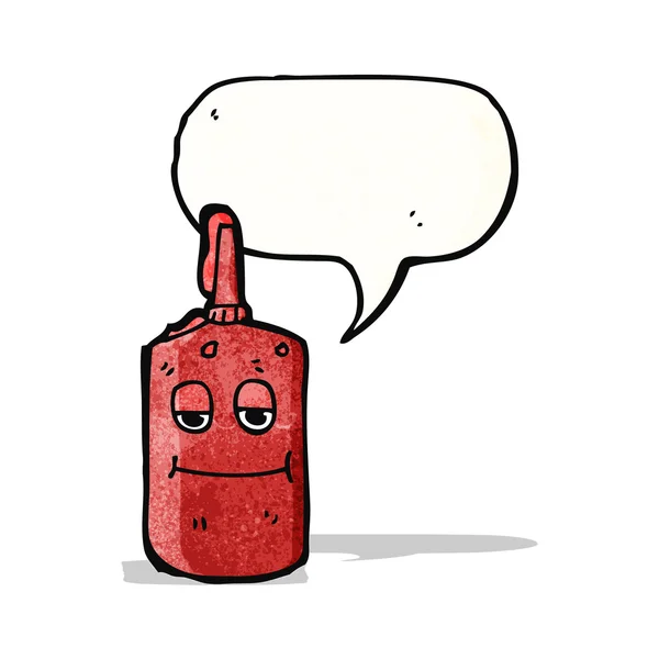 Ketchup met gezicht cartoon fles — Stockvector