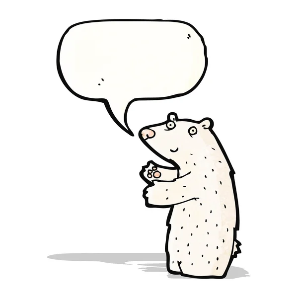 Oso polar de dibujos animados con burbuja de habla — Vector de stock