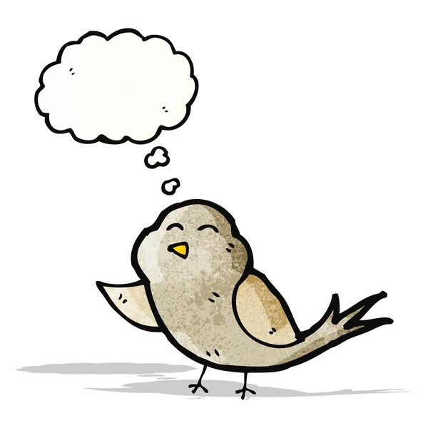 Pássaro dos desenhos animados com bolha de pensamento — Vetor de Stock
