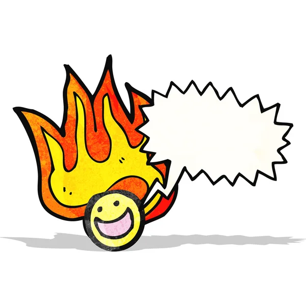 Desenho animado emoticon flamejante rosto — Vetor de Stock