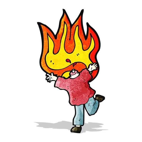 Cartone animato fiammeggiante uomo senza testa — Vettoriale Stock