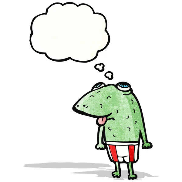 Karikatür kurbağa ile düşünce balonu — Stok Vektör