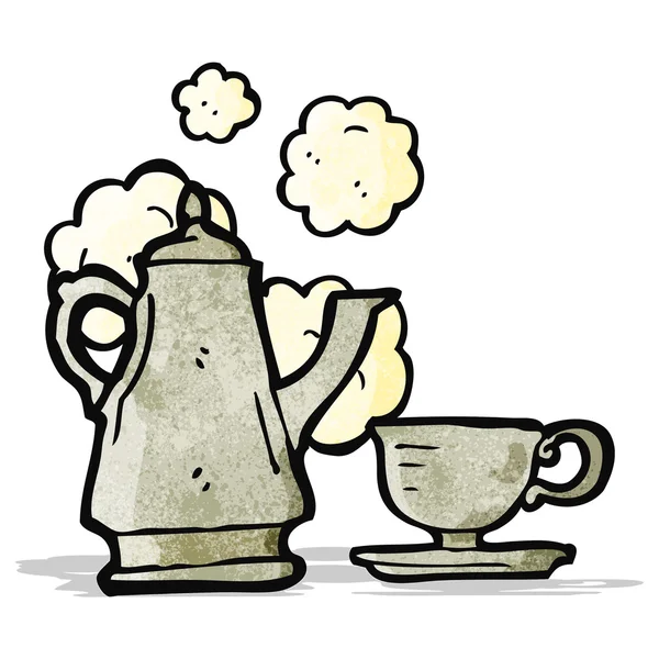 Kreslený kávy pot a pohár kreslený — Stockový vektor
