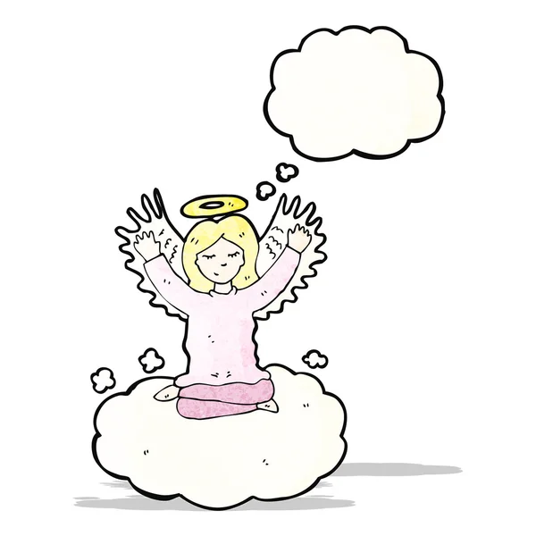 Engel met aanlevering zeepbel cartoon — Stockvector