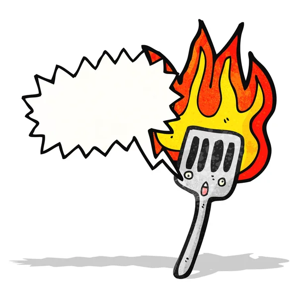 Flaming hete spatel cartoon — Stockvector