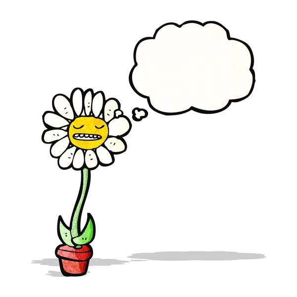 Thougth kabarcık karikatür ile çiçek — Stok Vektör