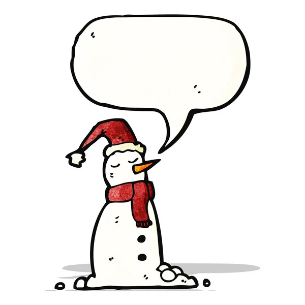 Bonhomme de neige dessin animé avec bulle de parole — Image vectorielle