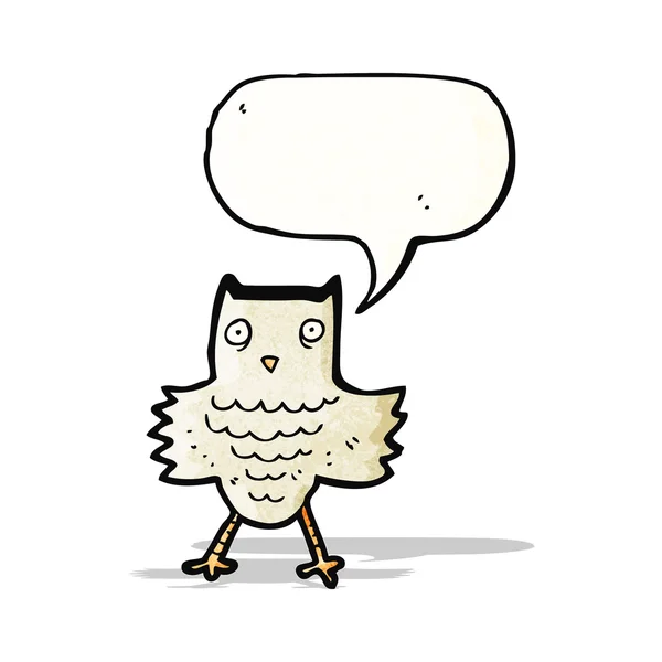Owl with speech bubble cartoon — Stock Vector