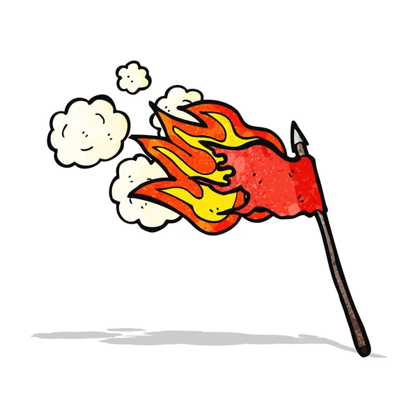 漫画の燃え上がる旗 — ストックベクタ