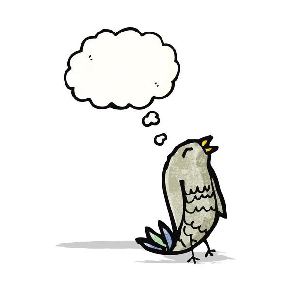 Oiseau de dessin animé avec bulle de pensée — Image vectorielle