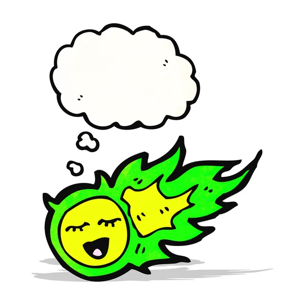 Boule de feu vert fantôme dessin animé — Image vectorielle