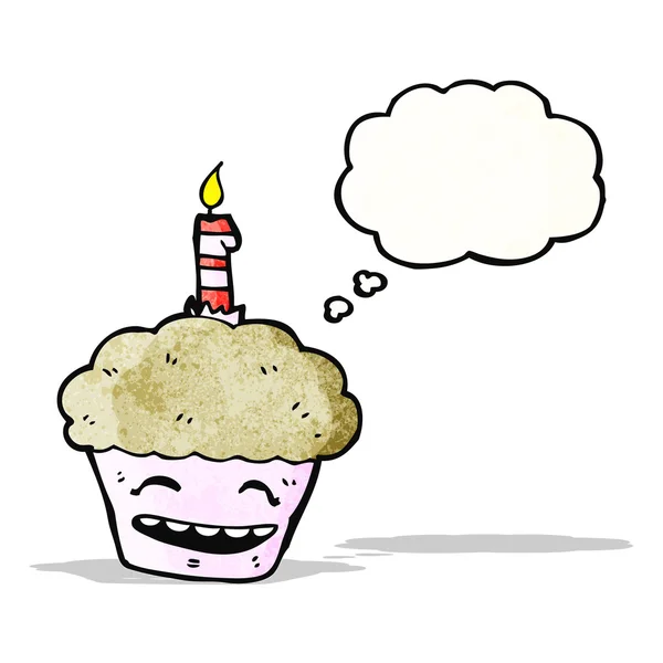 Cupcake mit Kerze Karikatur — Stockvektor