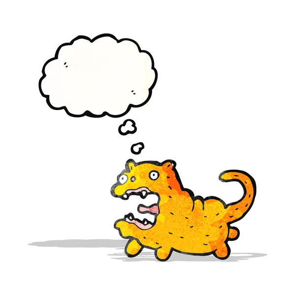 Gek cartoon kat met gedachte bubble — Stockvector