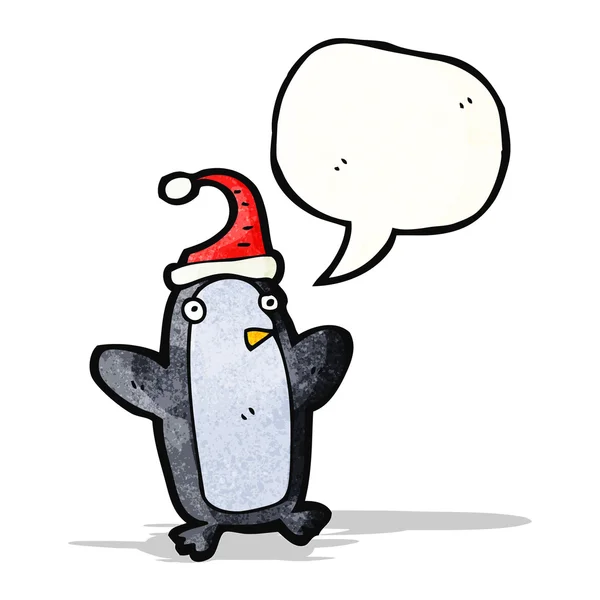 Pinguino cartone animato in cappello di Natale — Vettoriale Stock