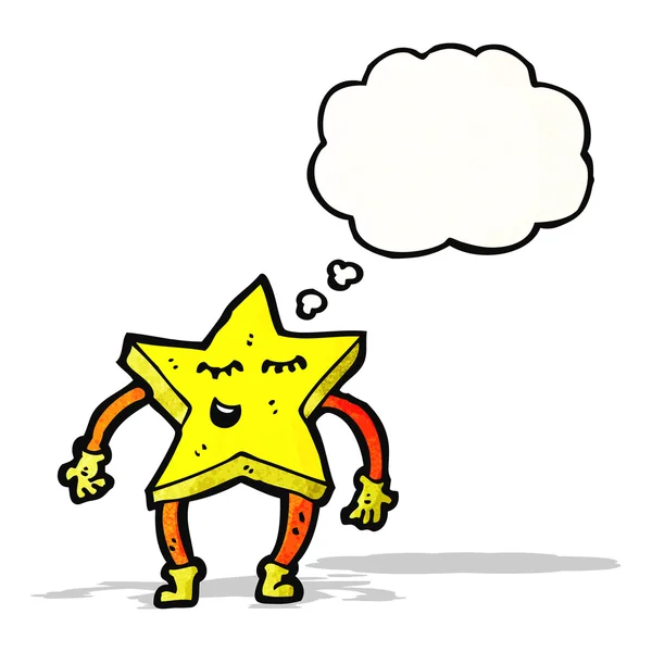 Estrella de dibujos animados con burbuja de pensamiento — Vector de stock