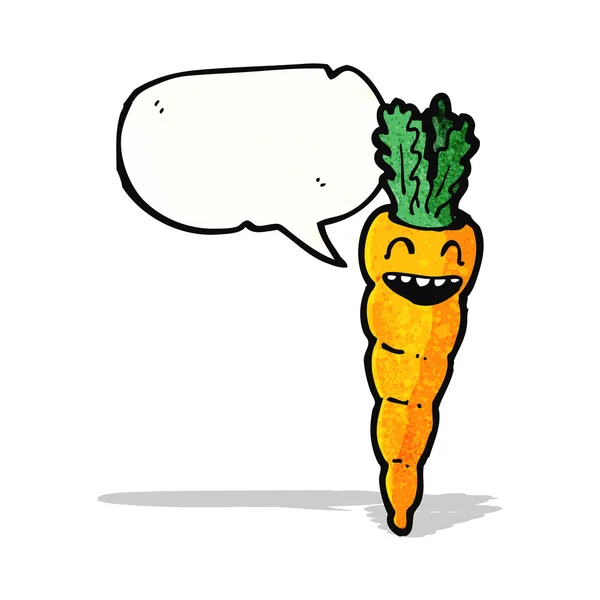 Happy cartoon carrot with speech bubble — Stock Vector