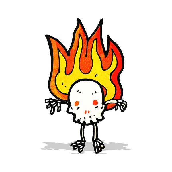 Flaming skull cartoon character — Stock Vector