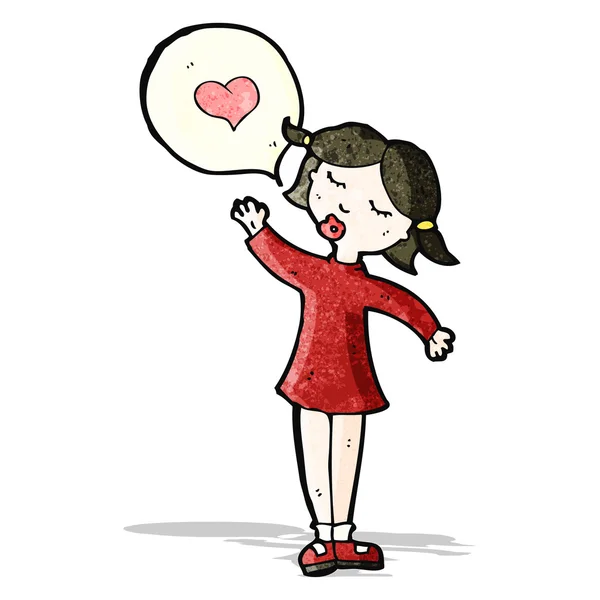 Chica de dibujos animados en el amor — Vector de stock