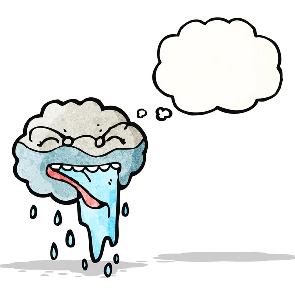 Cartoon raincloud met gedachte bubble — Stockvector