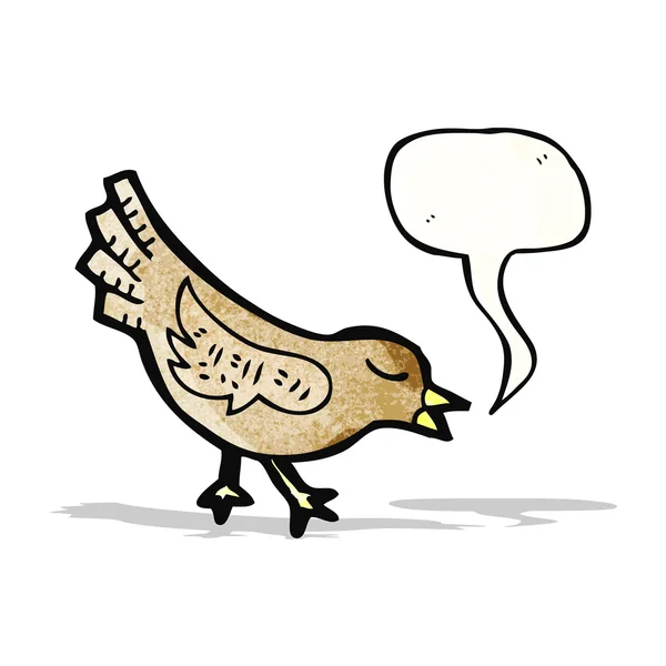 Pájaro de dibujos animados con burbuja del habla — Vector de stock