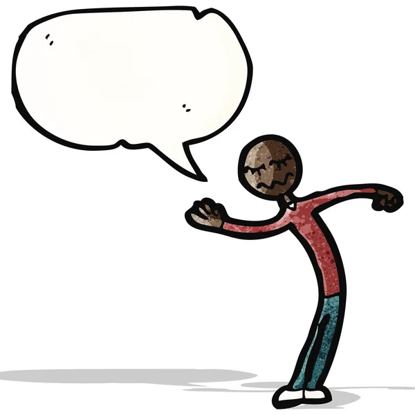 Cartoon stick man with speech bubble — Stock Vector