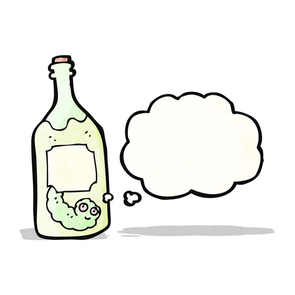 Botella de tequila de dibujos animados con gusano — Vector de stock