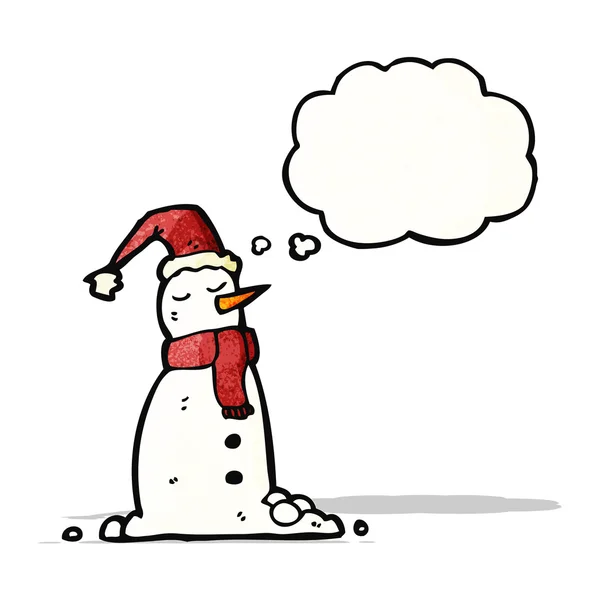 Snowman with thought bubble cartoon — Stock Vector