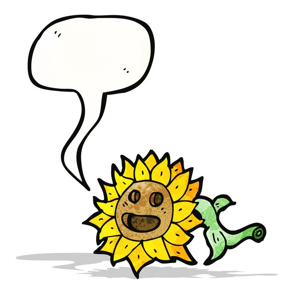 Sonnenblume mit Sprechblase — Stockvektor
