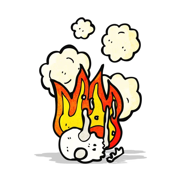 Flaming skull cartoon — Stock Vector