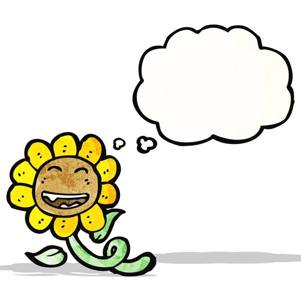 Girasol de dibujos animados con burbuja de pensamiento — Vector de stock