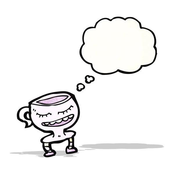 お茶のカップの漫画のキャラクター — ストックベクタ