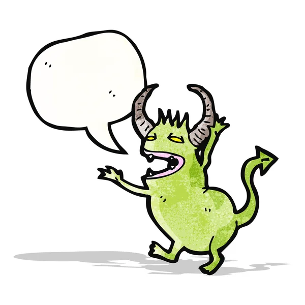 Little monster with speech bubble — Stock Vector