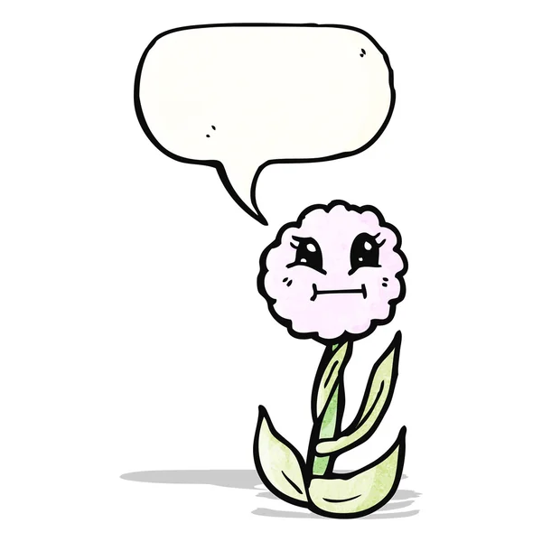 Χαριτωμένα κινούμενα σχέδια λουλουδιών με το συννεφάκι λόγου — Διανυσματικό Αρχείο