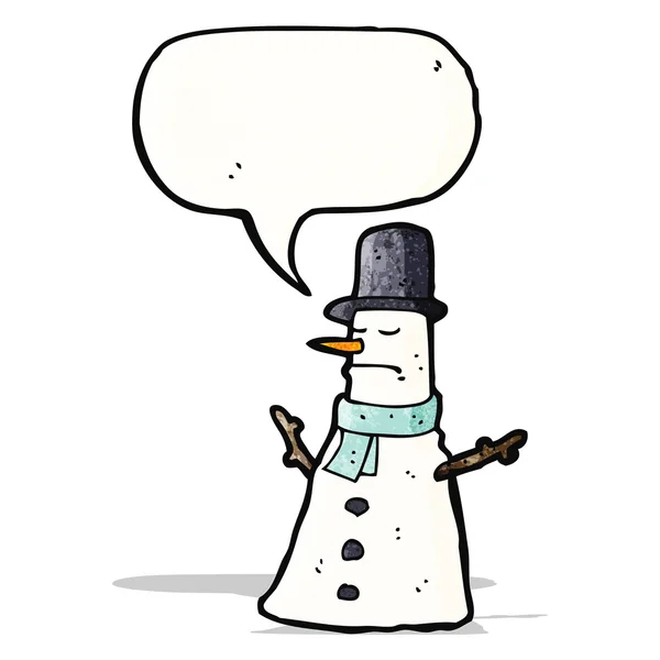 Dessin animé bonhomme de neige grincheux — Image vectorielle