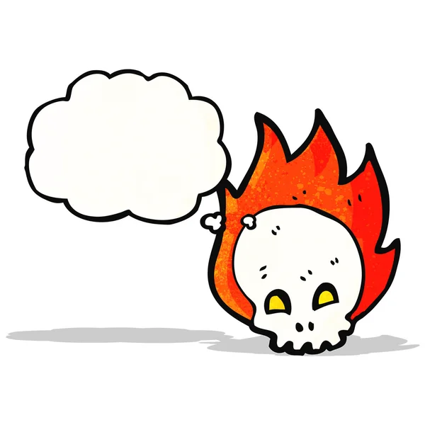 Spooky flaming skull cartoon — Stock Vector