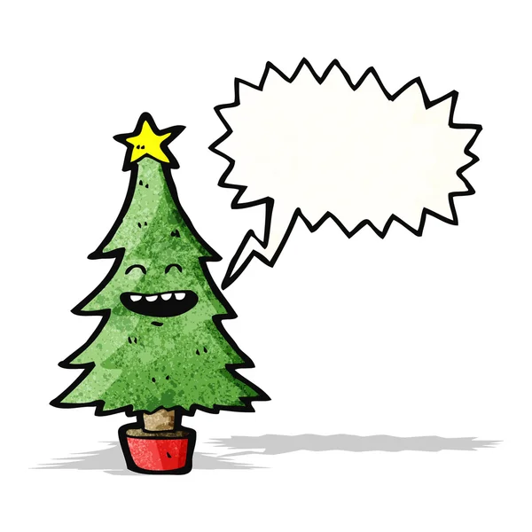 Cartoon christmas tree with speech bubble — Stock Vector