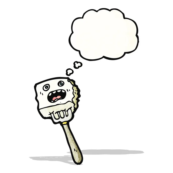 Tofu en el personaje de dibujos animados tenedor — Vector de stock