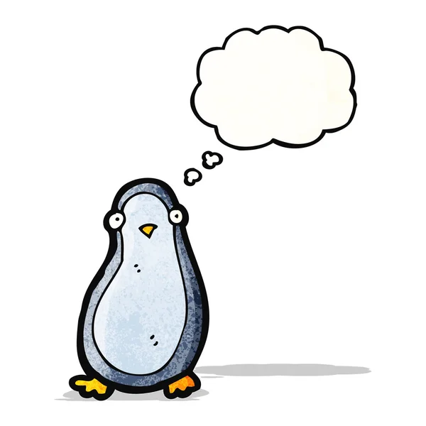 Penguin with thought bubble — Stock Vector